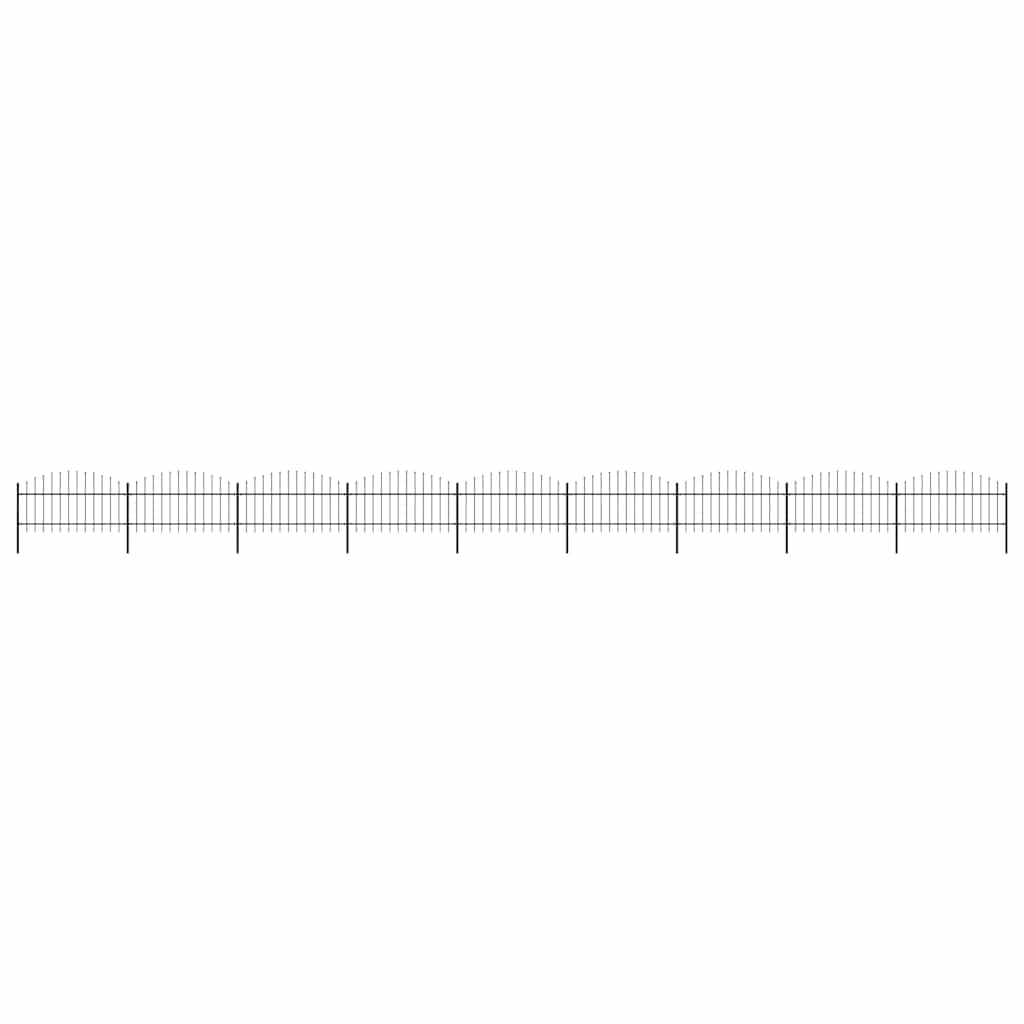 Garden Fence with Spear Top Steel 355x125 cm Black Height 100-125 cm 1580 cm
