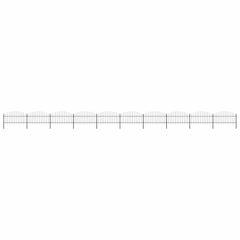 Garden Fence with Spear Top Steel 355x125 cm Black Height 100-125 cm 1755 cm