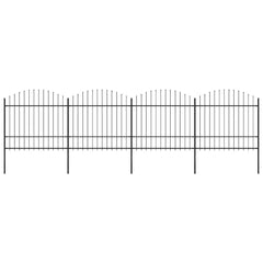 Garden Fence with Spear Top Steel 337x175 cm Black Height 150-175 cm 671 cm