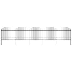Garden Fence with Spear Top Steel 337x175 cm Black Height 150-175 cm 838 cm