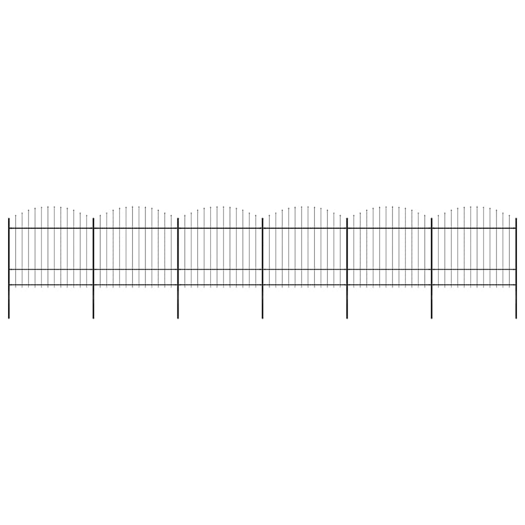 Garden Fence with Spear Top Steel 337x175 cm Black Height 150-175 cm 1005 cm