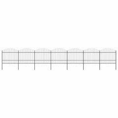 Garden Fence with Spear Top Steel 337x175 cm Black Height 150-175 cm 1172 cm