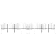 Garden Fence with Spear Top Steel 337x175 cm Black Height 150-175 cm 1339 cm