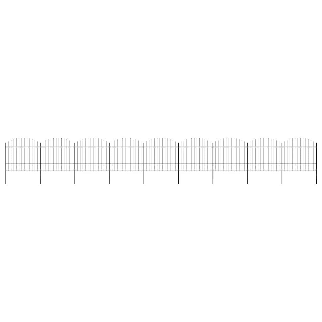 Garden Fence with Spear Top Steel 337x175 cm Black Height 150-175 cm 1506 cm