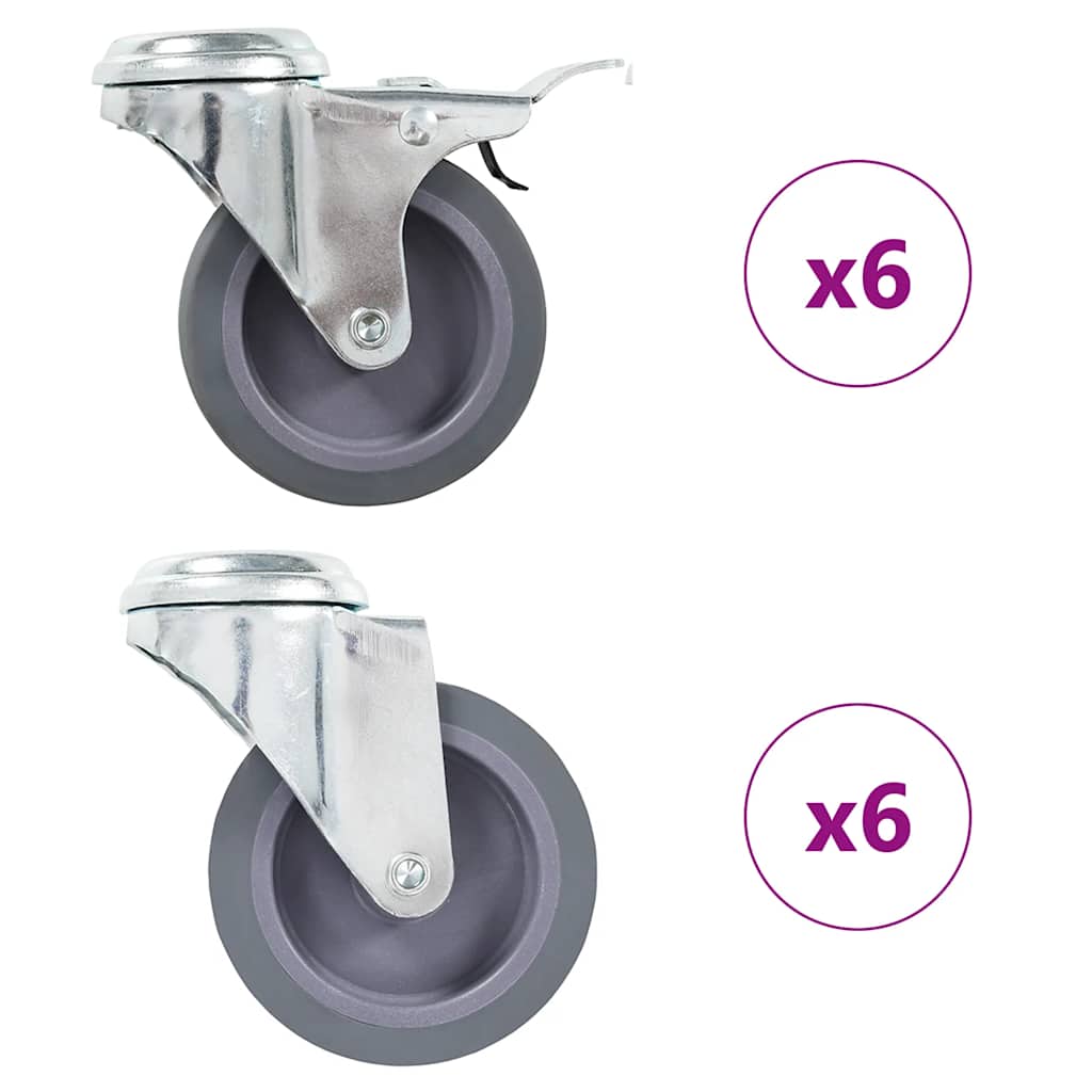 vidaXL 12 pcs Bolt Hole Swivel Casters 75 mm 1
