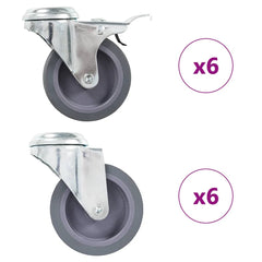 vidaXL 12 pcs Bolt Hole Swivel Casters 75 mm 1