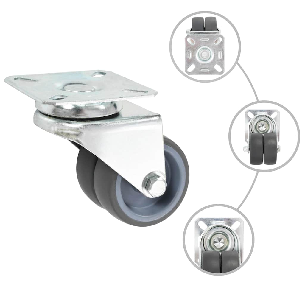 vidaXL 8 pcs Twin-wheel Swivel Casters 50 mm 2