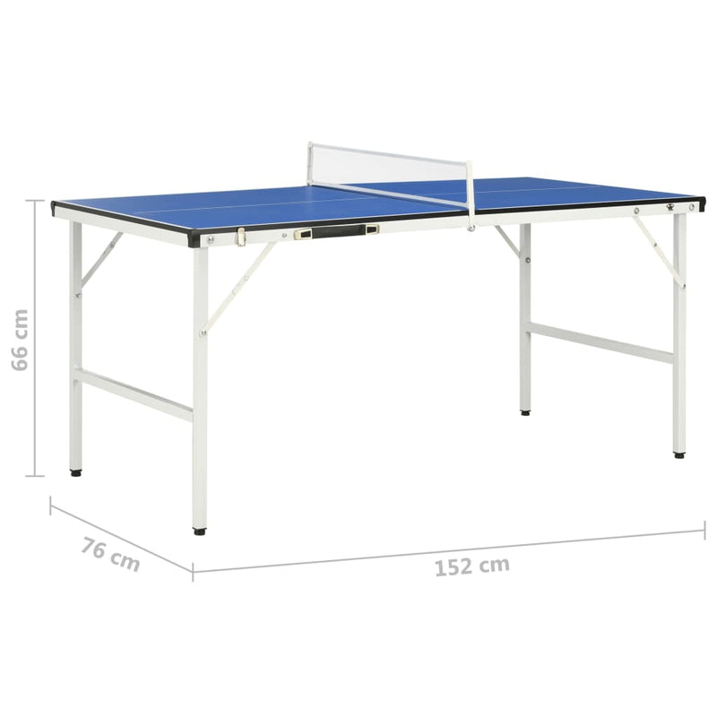 5 Feet Ping Pong Table with Net 152x76x66 cm Blue