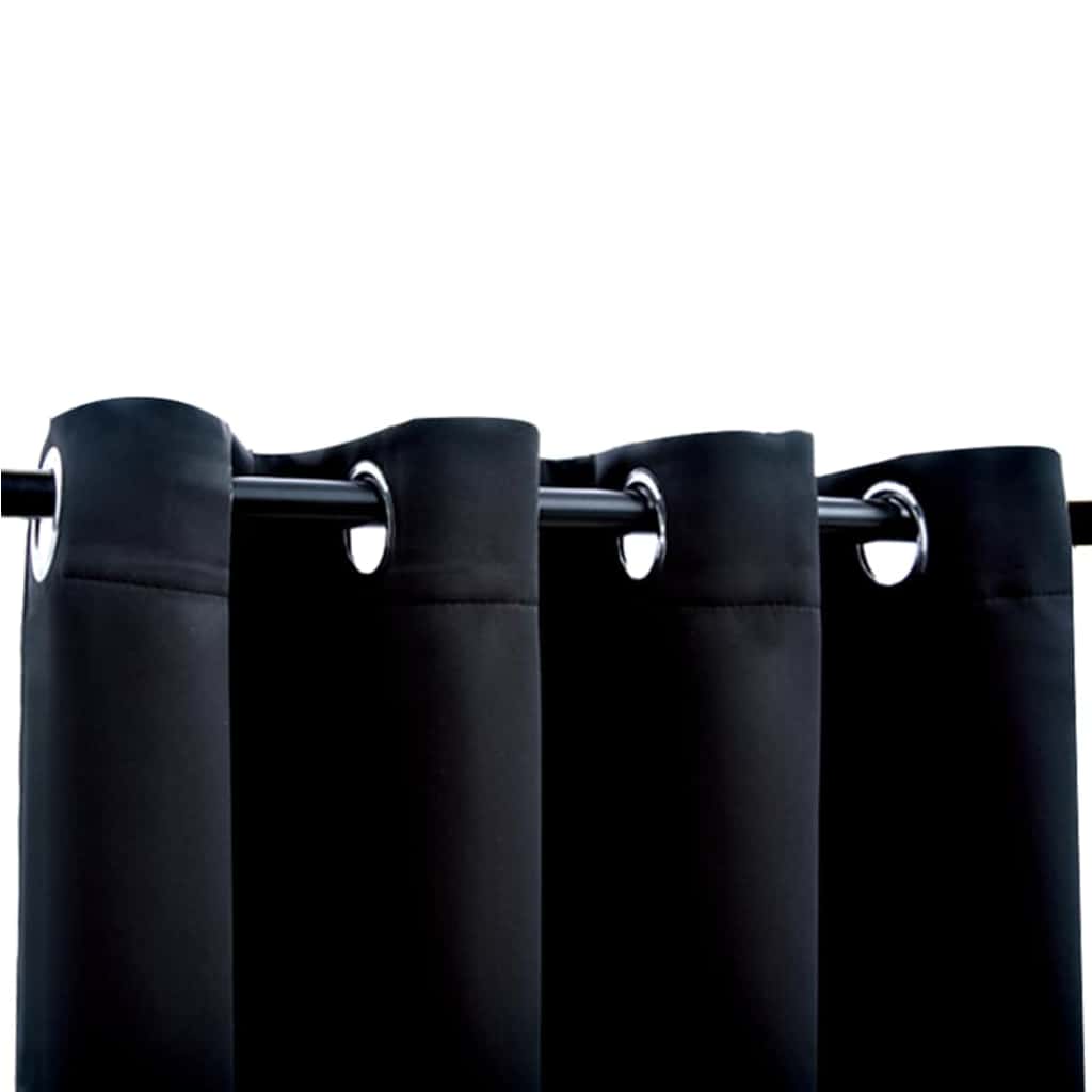 vidaXL Blackout Curtains with Metal Rings 2 pcs Black 140x245 cm 4