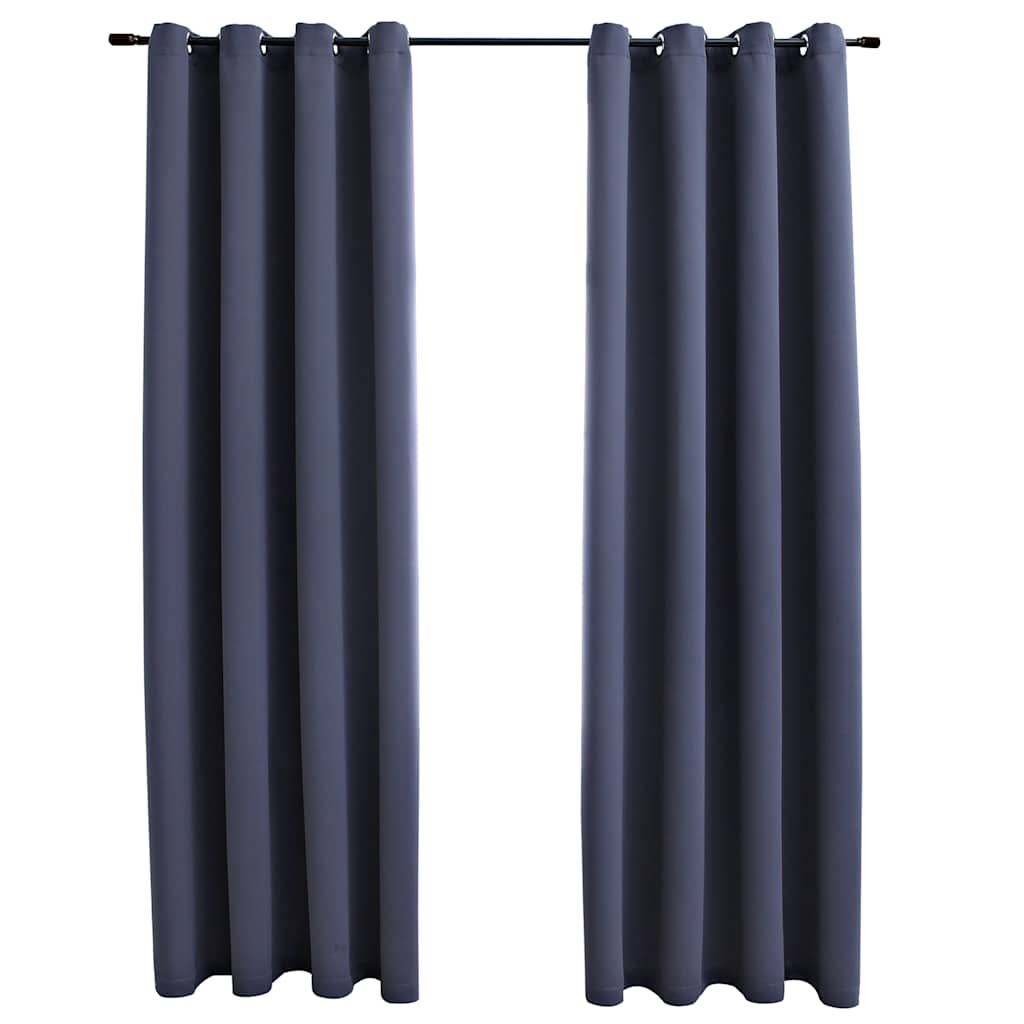 vidaXL Blackout Curtains with Metal Rings 2 pcs Anthracite 140x225 cm 2