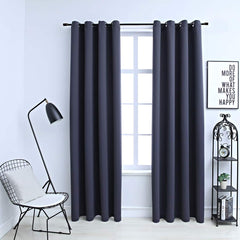 vidaXL Blackout Curtains with Metal Rings 2 pcs Anthracite 140x245 cm 1
