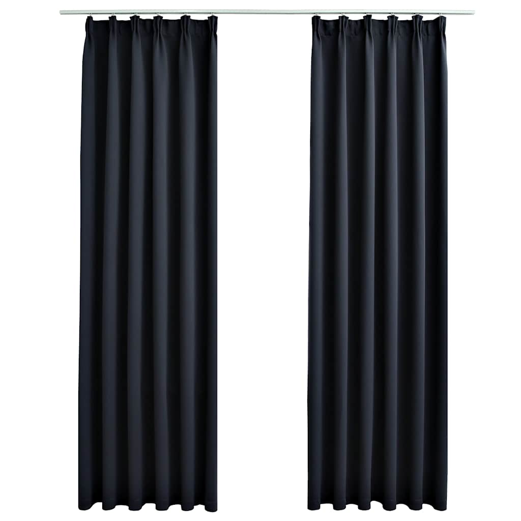 vidaXL Blackout Curtains with Hooks 2 pcs Anthracite 140x225 cm 2