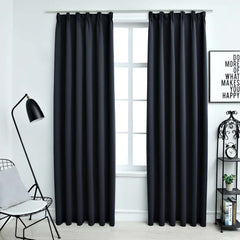 vidaXL Blackout Curtains with Hooks 2 pcs Anthracite 140x225 cm 1