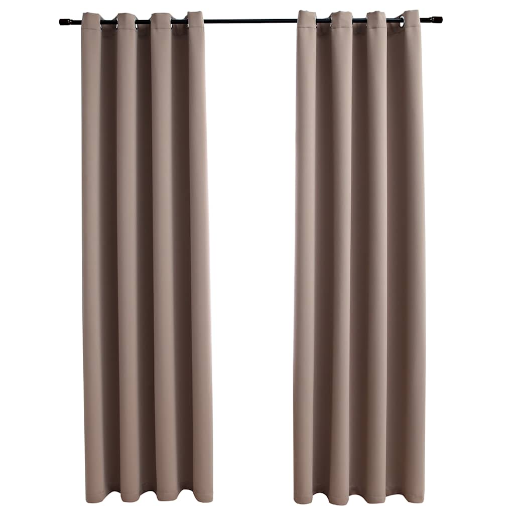 vidaXL Blackout Curtains with Metal Rings 2 pcs Taupe 140x175 cm 2