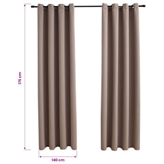 vidaXL Blackout Curtains with Metal Rings 2 pcs Taupe 140x175 cm 6