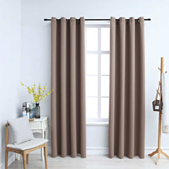 vidaXL Blackout Curtains with Metal Rings 2 pcs Taupe 140x175 cm 1