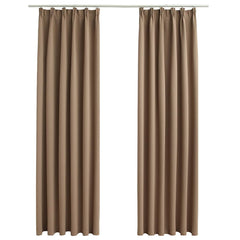 vidaXL Blackout Curtains with Hooks 2 pcs Taupe 140x225 cm 2