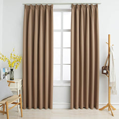 vidaXL Blackout Curtains with Hooks 2 pcs Taupe 140x225 cm 1