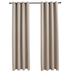 vidaXL Blackout Curtains with Metal Rings 2 pcs Beige 140x225 cm 2