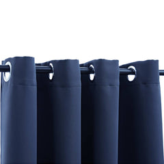 vidaXL Blackout Curtains with Metal Rings 2 pcs Blue 140x225 cm 3