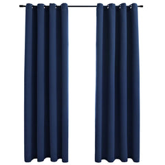 vidaXL Blackout Curtains with Metal Rings 2 pcs Blue 140x245 cm 2