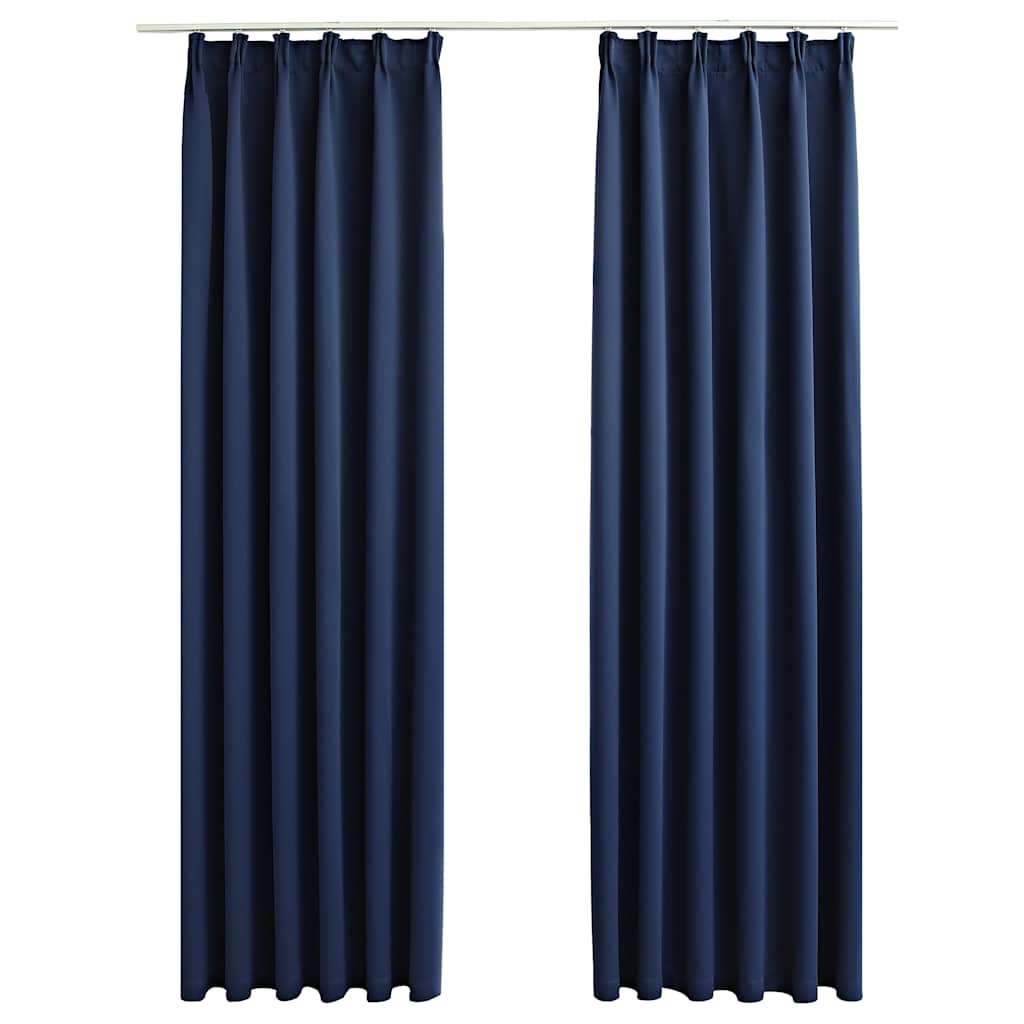 vidaXL Blackout Curtains with Hooks 2 pcs Blue 140x225 cm 2