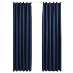 vidaXL Blackout Curtains with Hooks 2 pcs Blue 140x225 cm 2