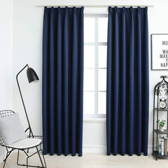 vidaXL Blackout Curtains with Hooks 2 pcs Blue 140x225 cm 1