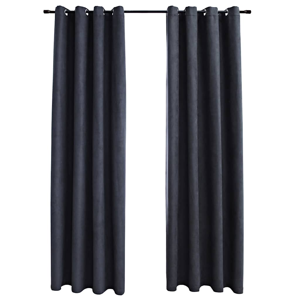 vidaXL Blackout Curtains with Metal Rings 2 pcs Anthracite 140x175 cm 2