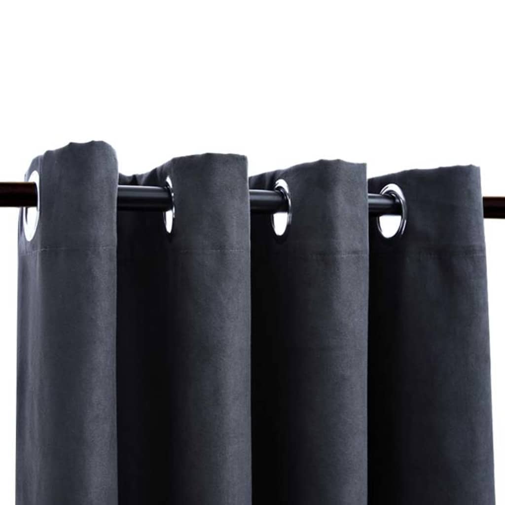 vidaXL Blackout Curtains with Metal Rings 2 pcs Anthracite 140x175 cm 3