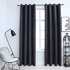 vidaXL Blackout Curtains with Metal Rings 2 pcs Anthracite 140x175 cm 1