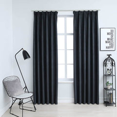 vidaXL Blackout Curtains with Hooks 2 pcs Anthracite 140x245 cm 1