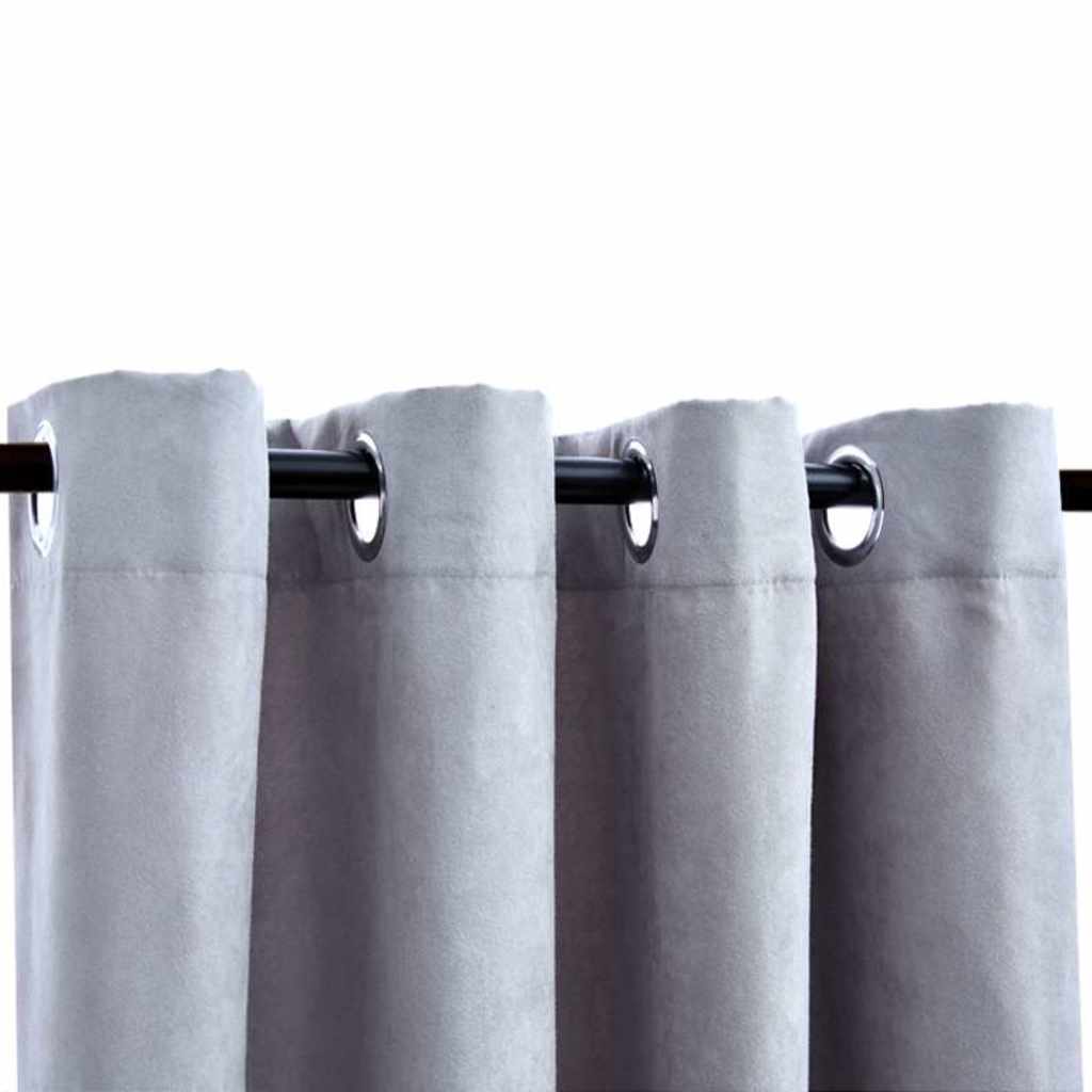 vidaXL Blackout Curtains with Metal Rings 2 pcs Grey 140x175 cm 3
