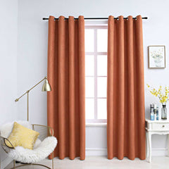 vidaXL Blackout Curtains with Metal Rings 2 pcs Rust 140x225 cm 1