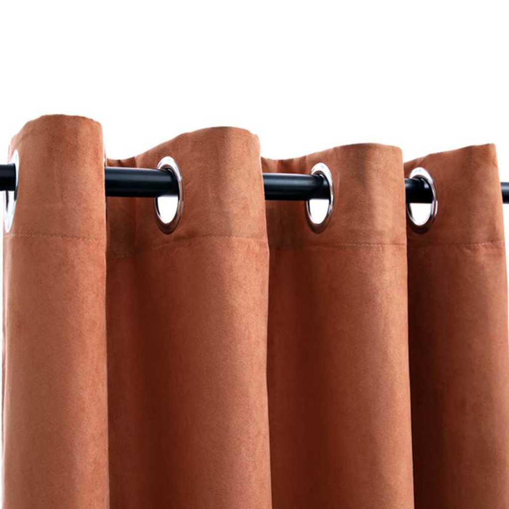 vidaXL Blackout Curtains with Metal Rings 2 pcs Rust 140x245 cm 3