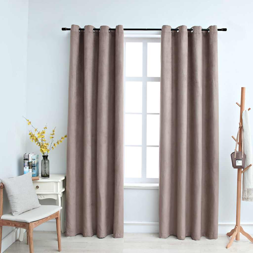 vidaXL Blackout Curtains with Metal Rings 2 pcs Taupe 140x245 cm 1