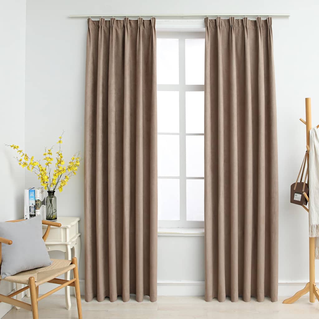 vidaXL Blackout Curtains with Hooks 2 pcs Taupe 140x245 cm 1