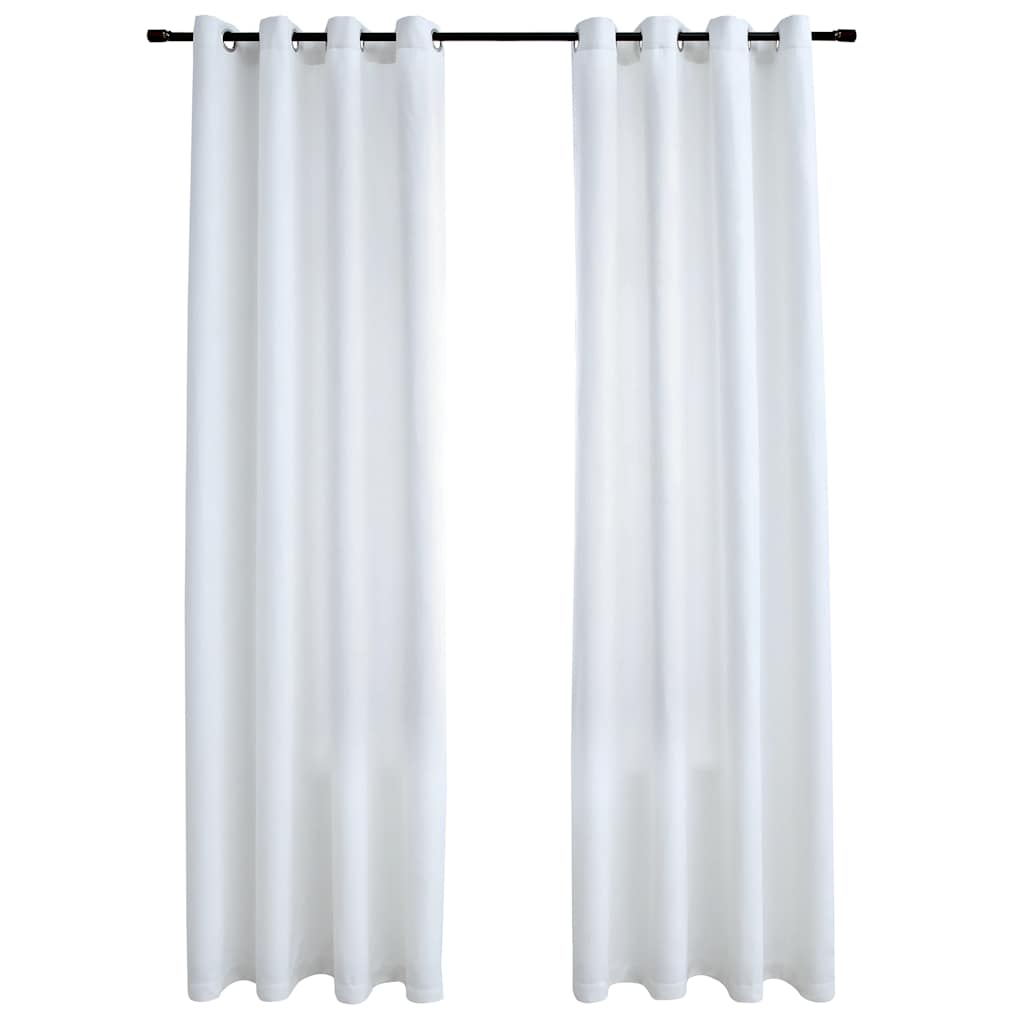 Blackout Curtains with Metal Rings 2 pcs Off white 140 x 245 cm