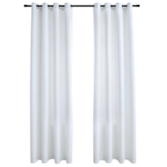 Blackout Curtains with Metal Rings 2 pcs Off white 140 x 245 cm