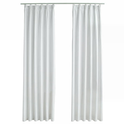 Blackout Curtains with Hooks 2 pcs Off White 140x175 cm