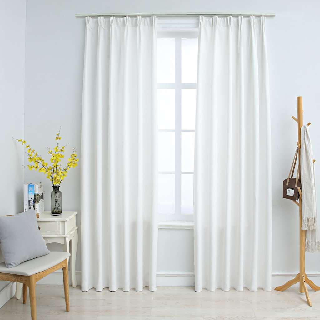 134487 vidaXL Blackout Curtains with Hooks 2 pcs Off White 140x245 cm 1