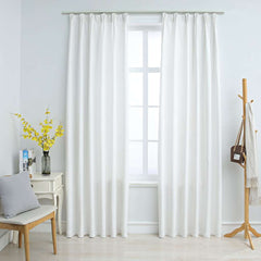 134487 vidaXL Blackout Curtains with Hooks 2 pcs Off White 140x245 cm 1
