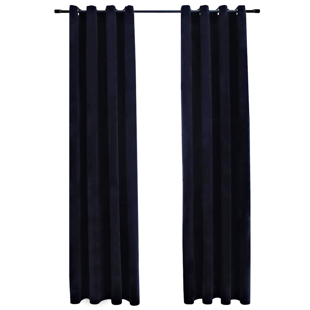 134488 vidaXL Blackout Curtains with Rings 2 pcs Velvet Black 140x175 cm 2