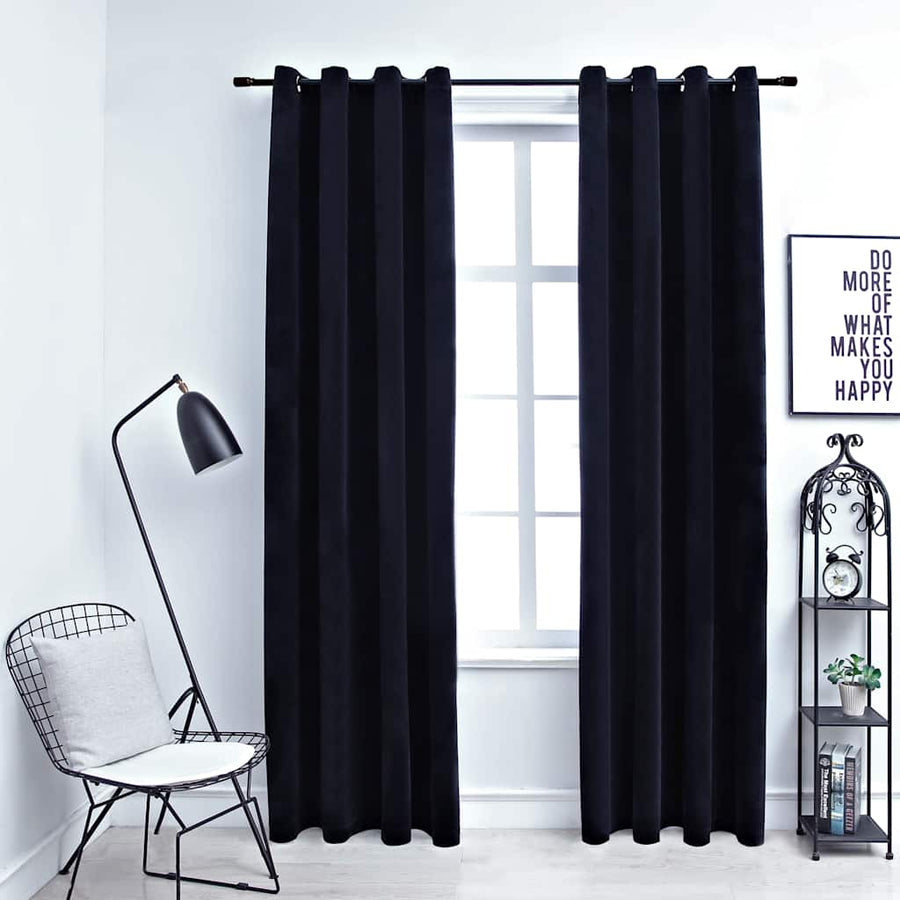 134490 vidaXL Blackout Curtains with Rings 2 pcs Velvet Black 140x245 cm 1