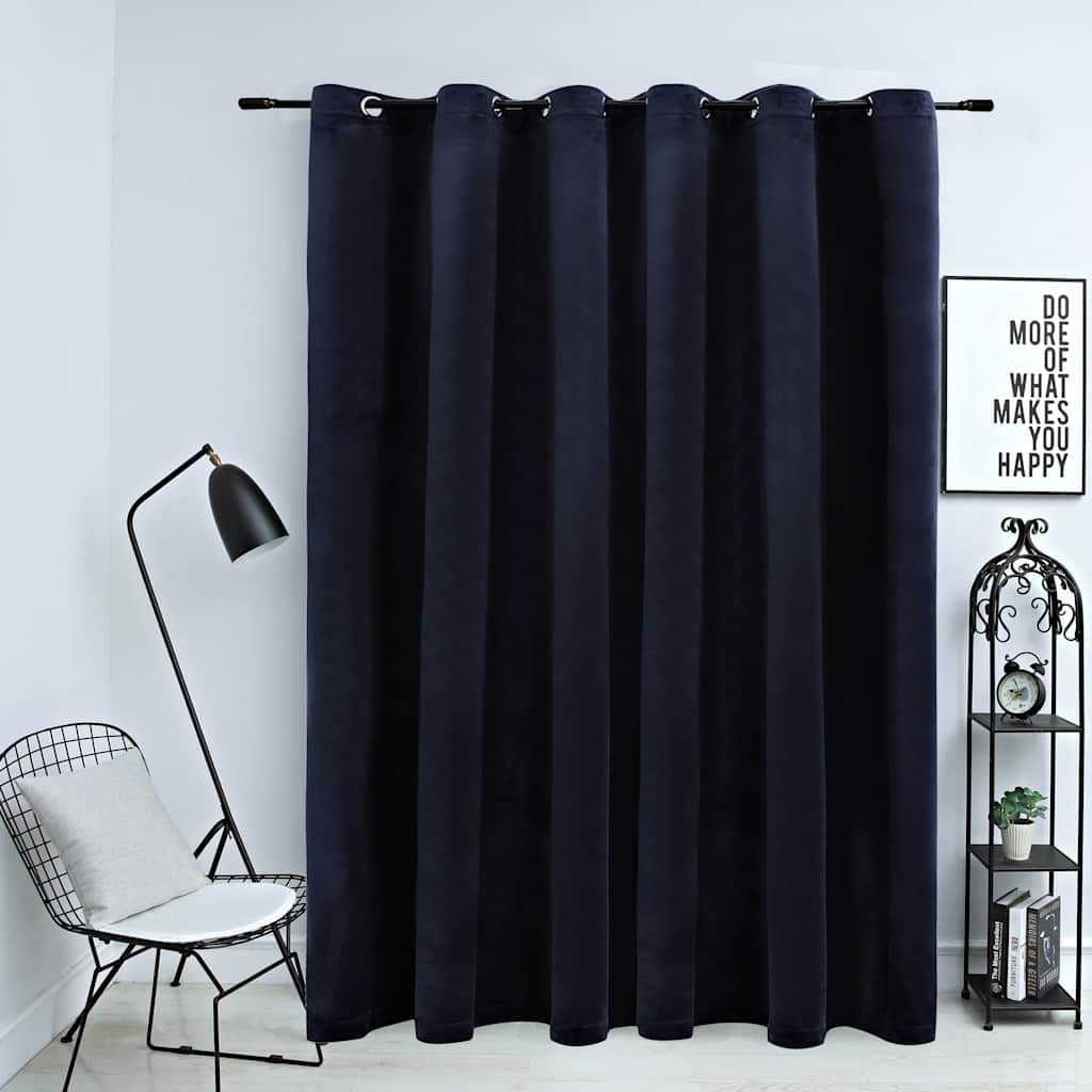 vidaXL Blackout Curtain with Metal Rings Velvet Black 290x245 cm 1