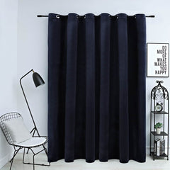 vidaXL Blackout Curtain with Metal Rings Velvet Black 290x245 cm 1