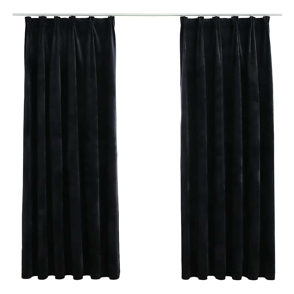 vidaXL Blackout Curtains 2 pcs with Hooks Velvet Black 140x175 cm 2