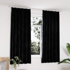 vidaXL Blackout Curtains 2 pcs with Hooks Velvet Black 140x175 cm 1