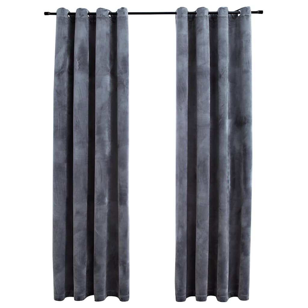 vidaXL Blackout Curtains with Rings 2 pcs Velvet Anthracite 140x175 cm 2