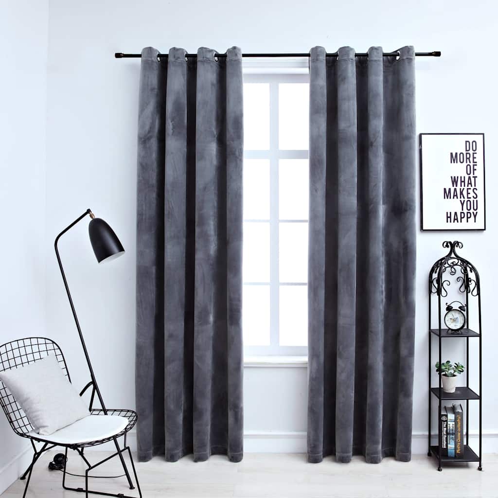 vidaXL Blackout Curtains with Rings 2 pcs Velvet Anthracite 140x225 cm 1